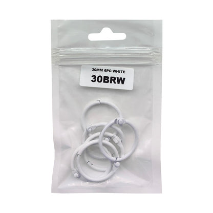 Gift To Love | Book Binding Ring | Color : White | Size : 30 Mm | Pcs : 6 Pcs | Code : 30BRW