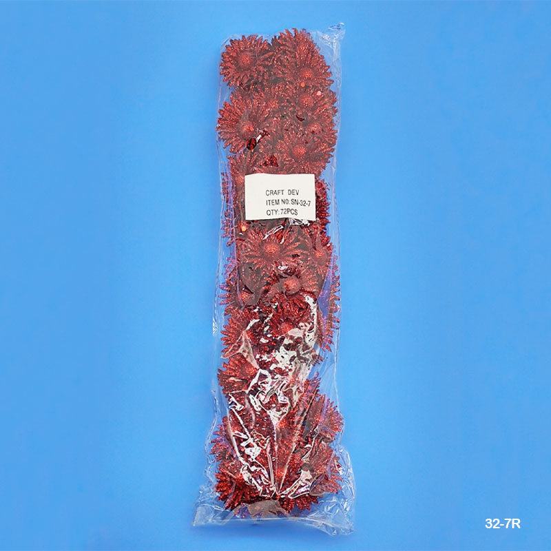 Gift To Love | Glitter Flower | Color : Red | Pcs : 72 Pcs | Code : 32-7R