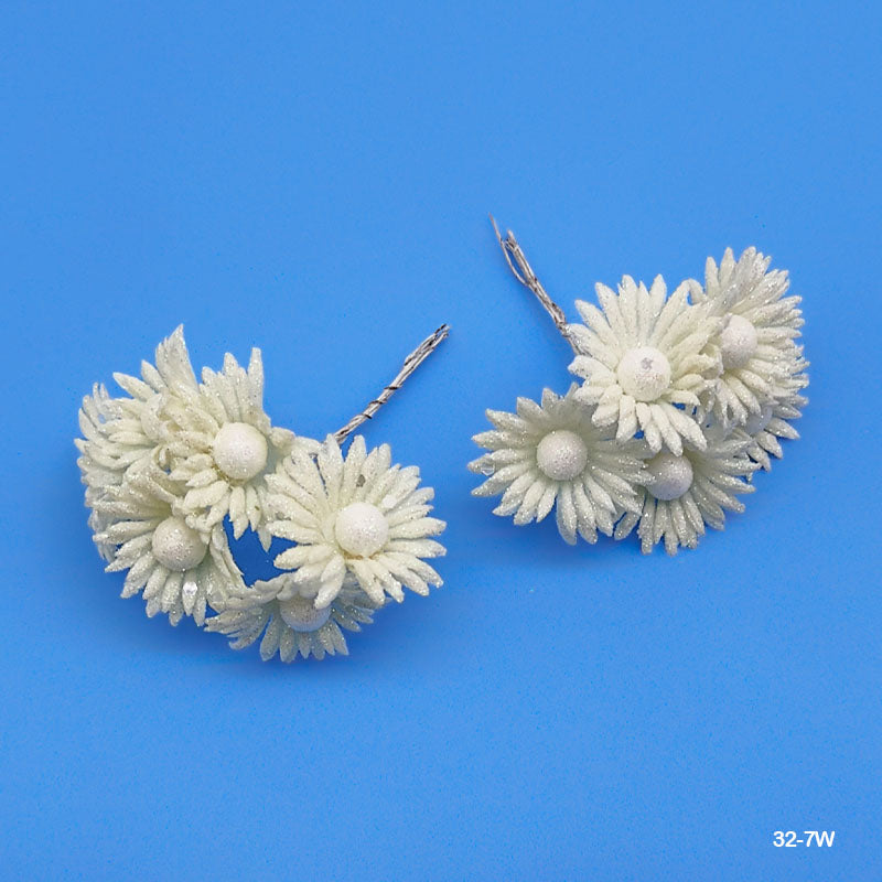 32-7W Glitter Flower 72Pcs White-Gift To Love-Art & Craft
