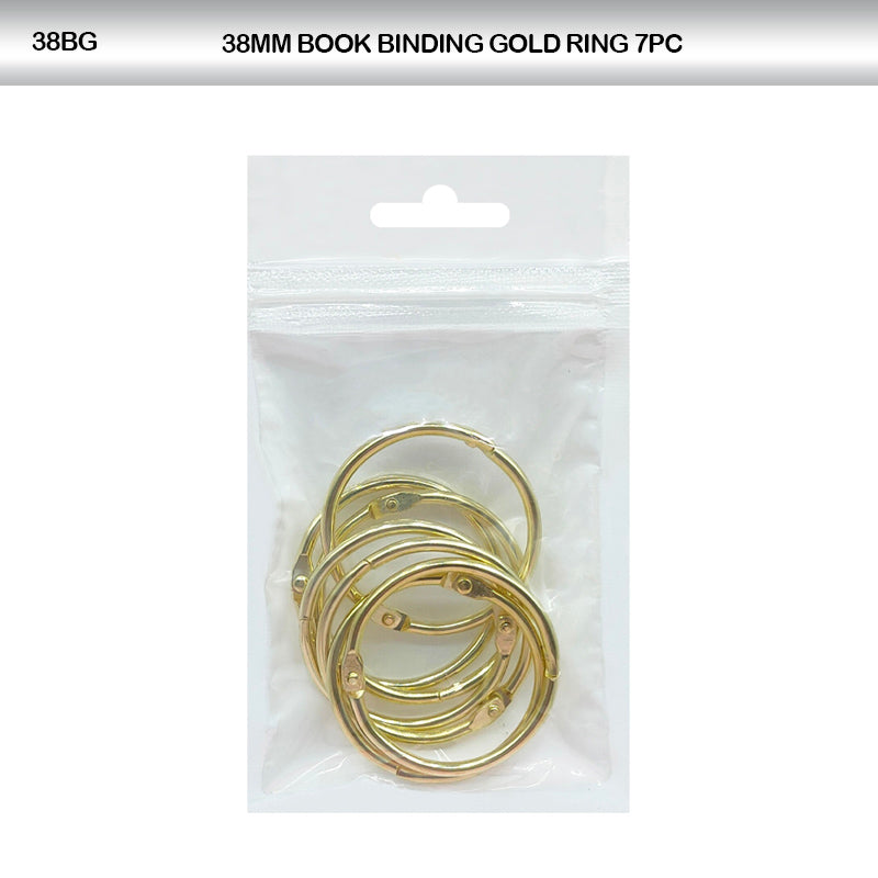 Gift To Love | Book Binding Ring | Color : Gold | Size : 38 Mm | Pcs : 7 Pcs | Code : 38BG