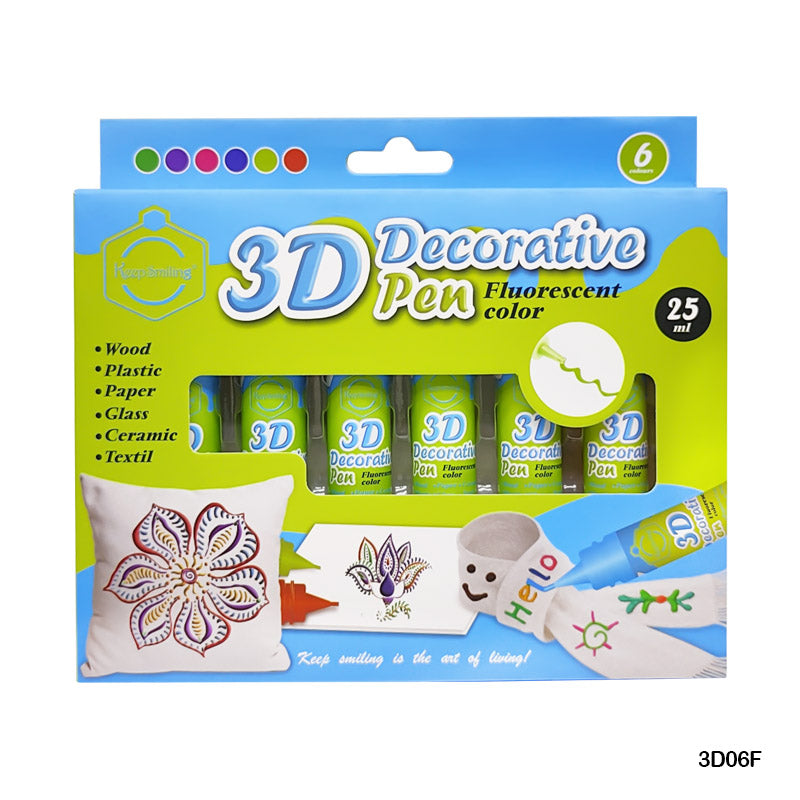 Gift To Love | 3D Decorative Colour Pen | Pcs : 6 Pcs | Code : 3D06F