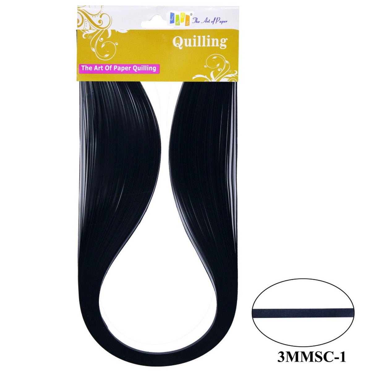 Gift To Love | Quilling Strip 3mm | Color : Black | Size : 3 Mm | Code : 3MMSC-01