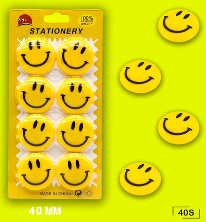 40MM SMILE MAGNET YELLOW 8PCS (40S) - GIFT TO LOVE