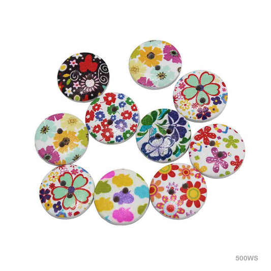 Gift To Love | Button Printed | Color : White | Size : 15 Mm | Pcs : 500 Gm | Code : 500WS