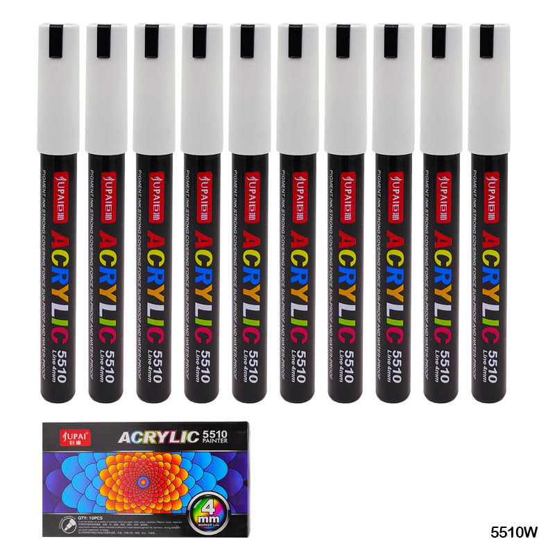 5510W Acrylic Paint Marker White 10Pc 4Mm-Gift To Love-Art & Craft