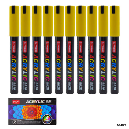 Gift To Love | Acrylic Paint Marker | Color : Yellow | Size : 4 Mm | Pcs : 10 Pcs | Code : 5510Y