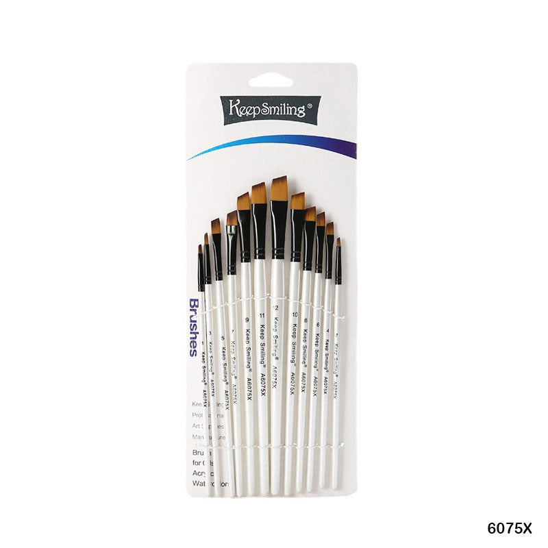 6075X 12Pc Paint Brush White Handle-Gift To Love-Art & Craft