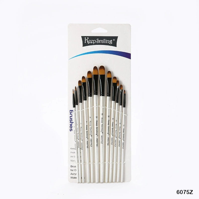 6075Z 12Pc Paint Brush White Handle-Gift To Love-Art & Craft