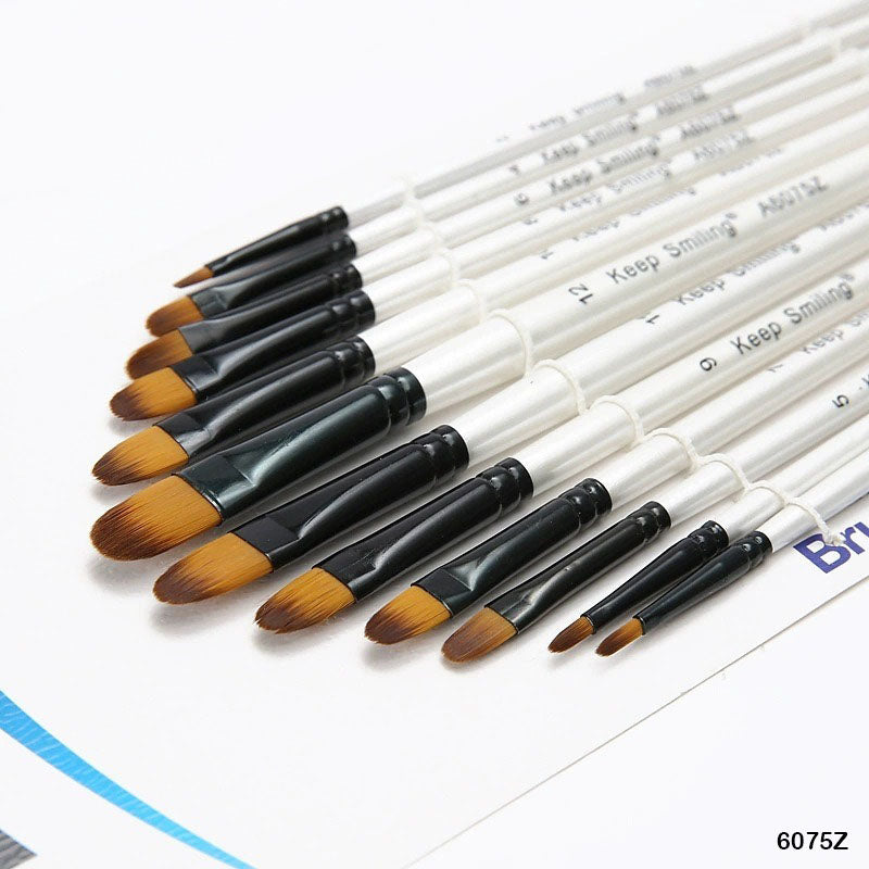 Gift To Love | Paint Brush White Handle | Pcs : 12 Pcs | Code : 6075Z