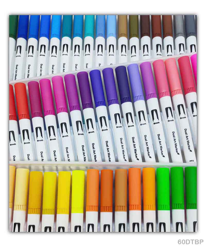 Gift To Love | Dual Tip Brush Pen | Pcs : 60 Color Set | Code : 60DTBP