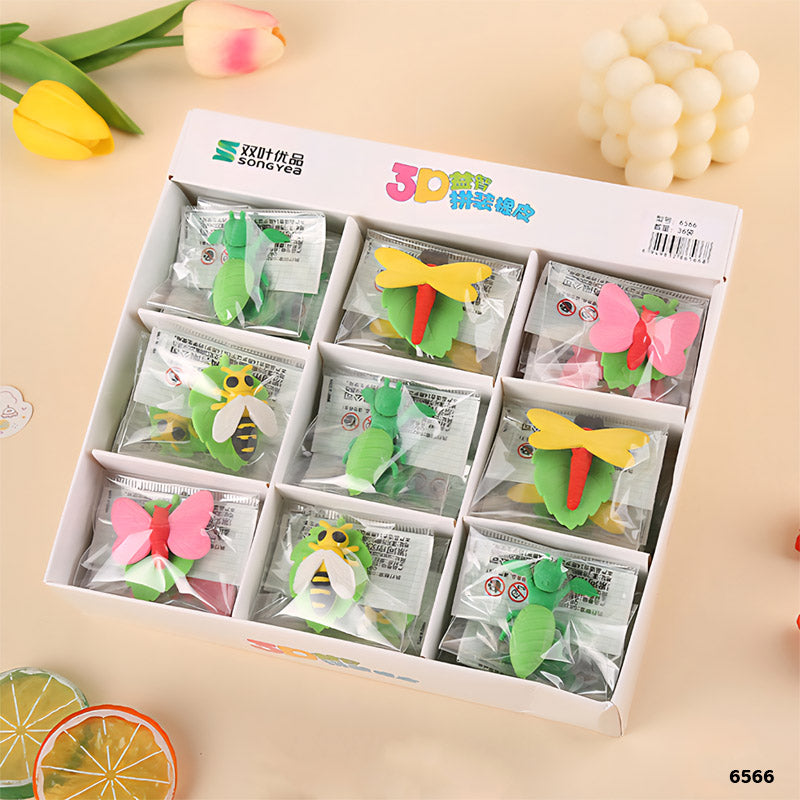 6566 Butterfly Eraser 36Pcs