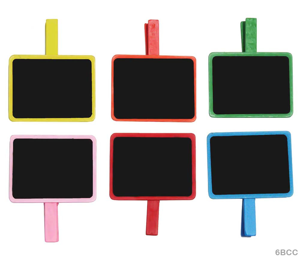 6BCC WOODEN 6PC BLACK BOARD CLIP COLORED - GIFT TO LOVE