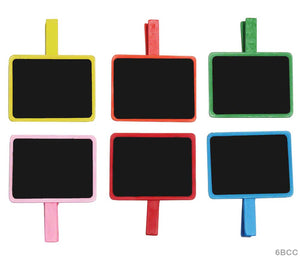 Gift To Love | Wooden Black Board Clip | Color : Colored | Pcs : 6 Pcs | Code : 6BCC