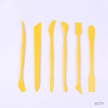 Gift To Love | Clay Tool | Color : Yellow Handle | Pcs : 6 Pc | Code : 6CTY