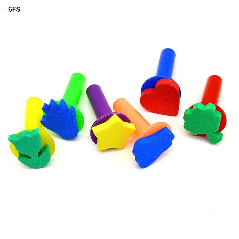 6 Pcs Foam Stamp With Long Plastic Handle-Gift To Love-Art & Craft