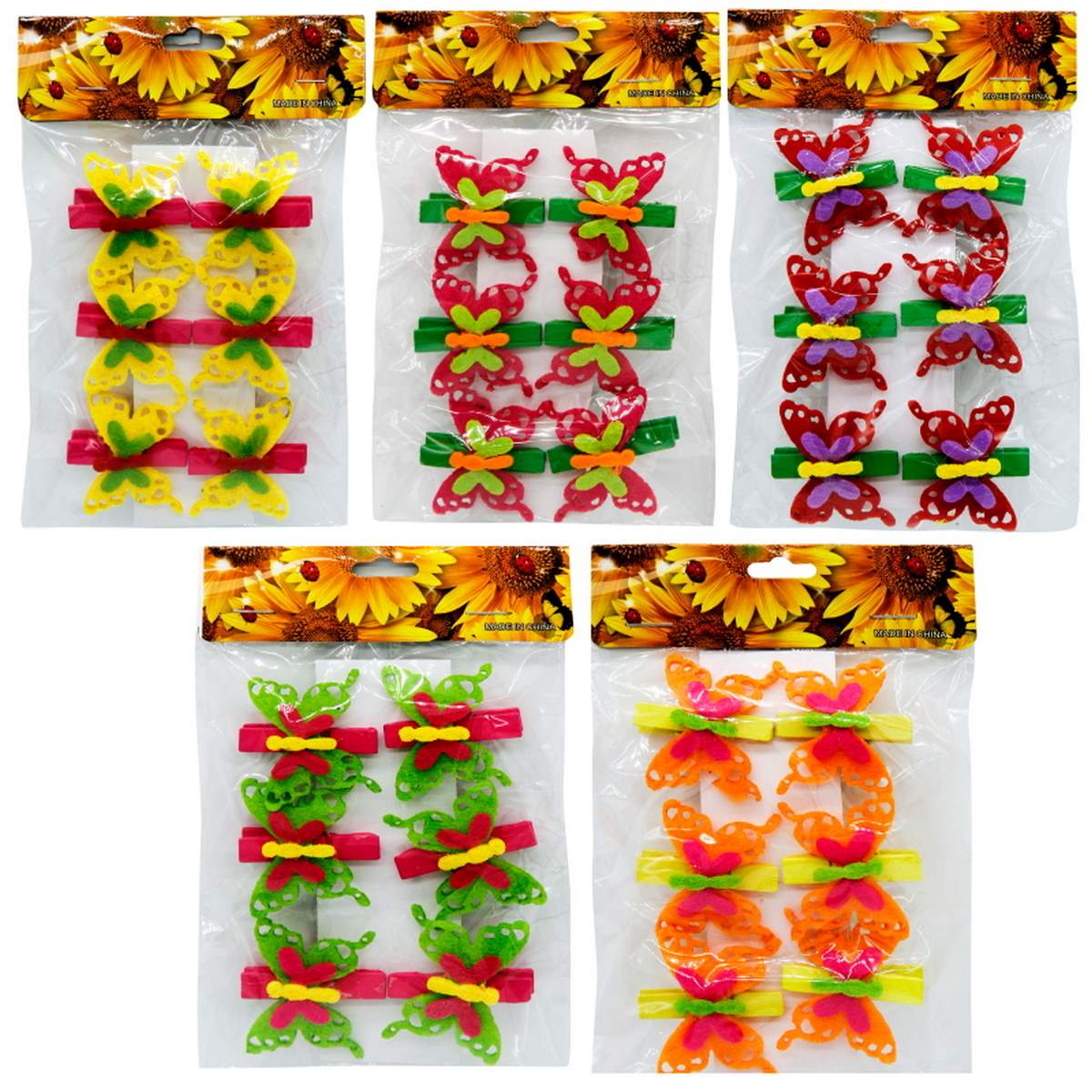 Gift To Love | Craft Wooden Clip Set Butterfly | Pcs : 6 Pcs | Code : 6PWCB