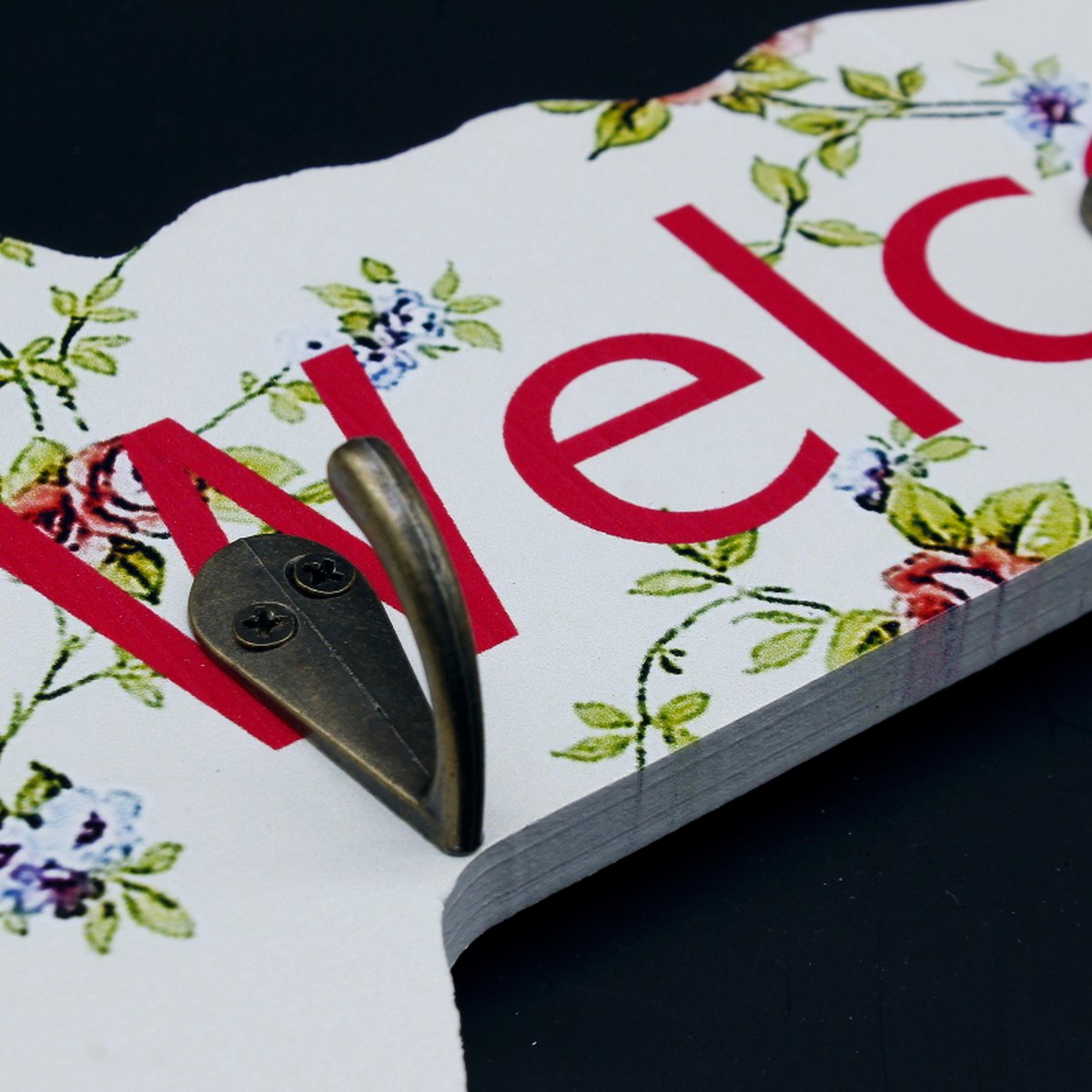 Gift To Love | Wooden Hook Printed Fancy Welcome Key | Size : Big | Code : 7755-4