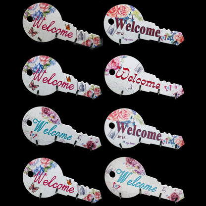 Gift To Love | Wooden Hook Printed Fancy Welcome Key | Size : Small | Code : 7755-5