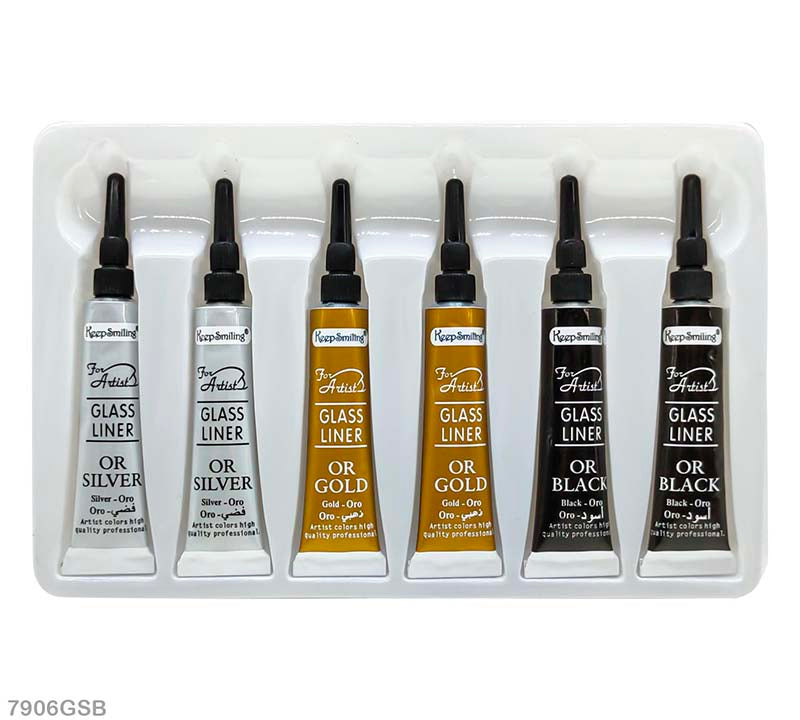 Gift To Love | Glass Liner | Color : Gold/Silver/Black | Pcs : 6 Pcs | Code : 7906GSB