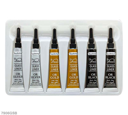 Gift To Love | Glass Liner | Color : Gold/Silver/Black | Pcs : 6 Pcs | Code : 7906GSB