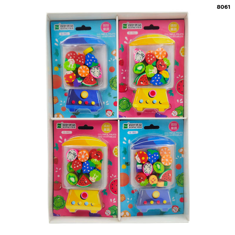 8061 Fruits And Vegetables Erasers 1Pc