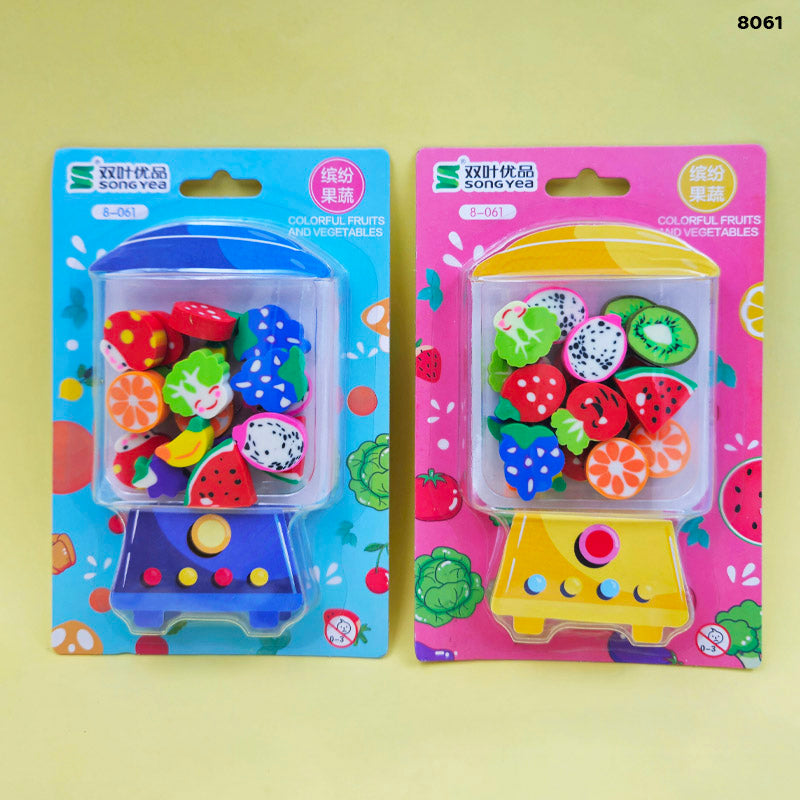 8061 Fruits And Vegetables Erasers 1Pc