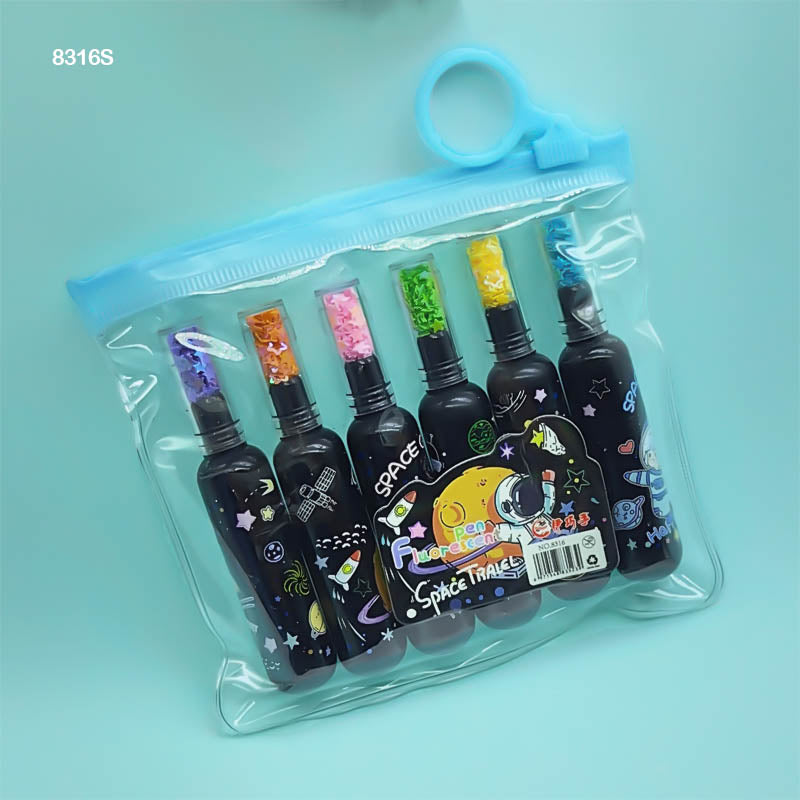 SPACE HIGHLIGHTER BOTTLE SHAPE 6PC (8316S) - GIFT TO LOVE