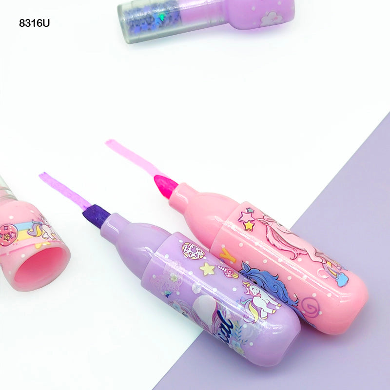 8316U Unicorn Highlighter Bottle Shape 6Pc