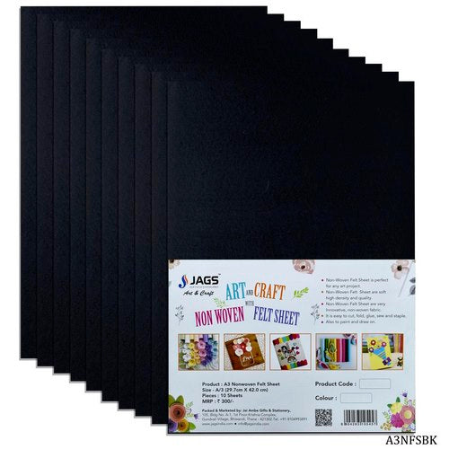 Gift To Love | A3 Nonwoven Felt 10 Sheet Black (11540) | Code : A3NFSBK