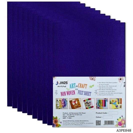 Gift To Love | Nonwoven Felt | Color : Purple | Size : A3 | Pcs : 10 Sheets | Code : A3PE848