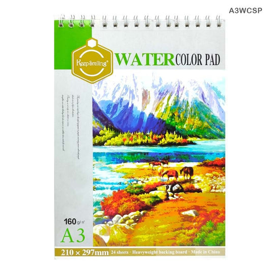Gift To Love | Water Color Spiral Pad | Color : White | Size : A3 | Pcs : 160 Gsm | Code : A3WCSP