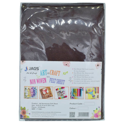 Gift To Love | Nonwoven Felt | Color : Dark Brown | Size : A4 | Pcs : 10 Sheets | Code : A4DBN108