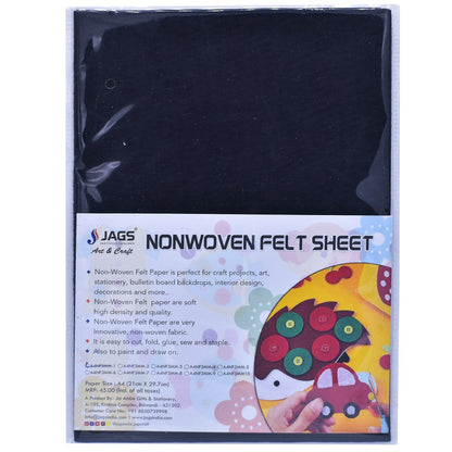 Gift To Love | A4 Nonwoven Felt Sheet | Color : Black | Size : 3 Mm | Code : A4NF3MM-1