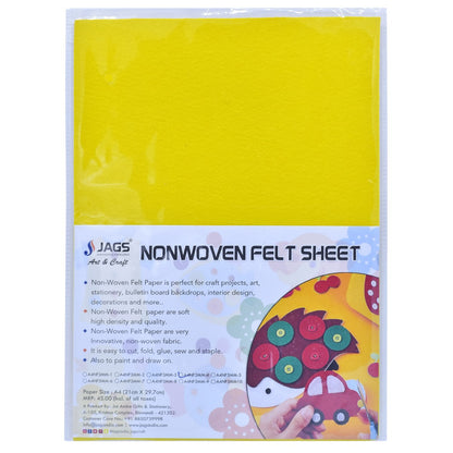 Gift To Love | A4 Nonwoven Felt Sheet | Color : Yellow | Size : 3 Mm | Code : A4NF3MM-4