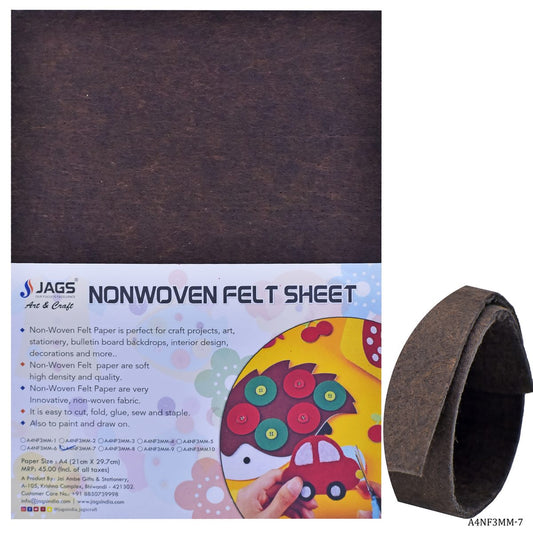 Gift To Love | A4 Nonwoven Felt Sheet | Color : Brown | Size : 3 Mm | Code : A4NF3MM-7