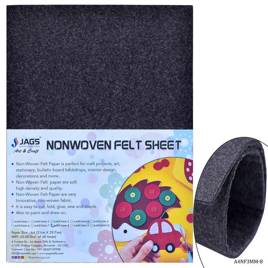 Gift To Love | A4 Nonwoven Felt Sheet | Color : Black Gray | Size : 3 Mm | Code : A4NF3MM-8