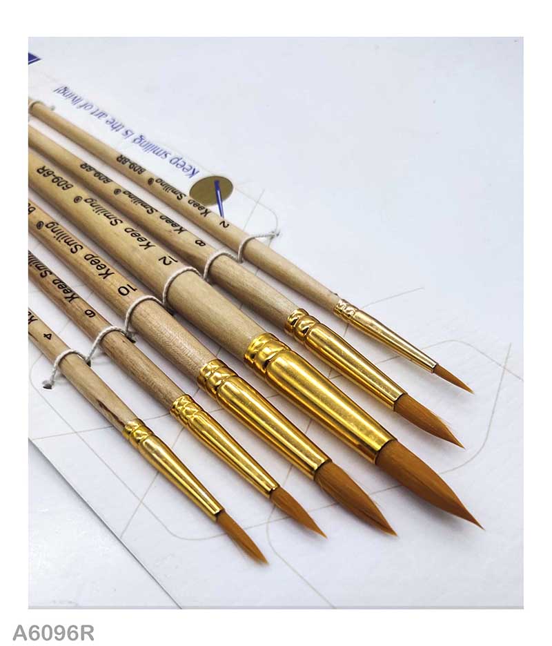 A609-6R 6Pc Paint Brush Wood Finish-Gift To Love-Art & Craft