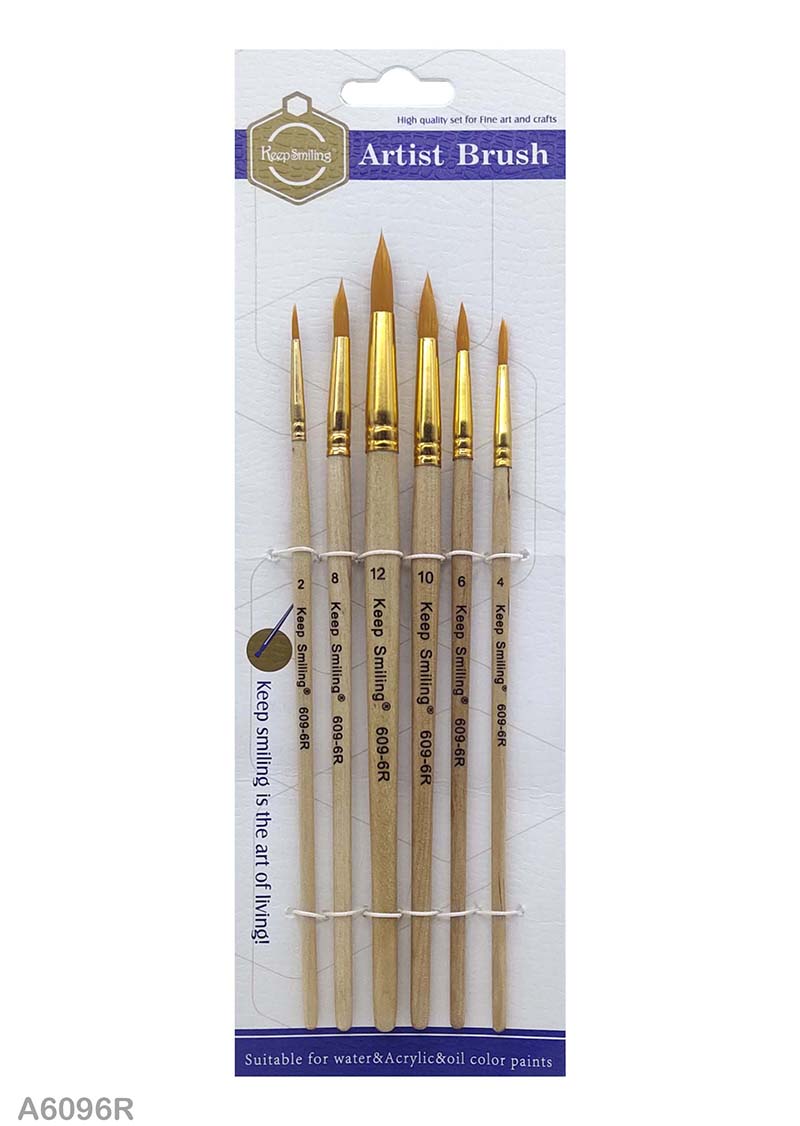 A609-6R 6Pc Paint Brush Wood Finish