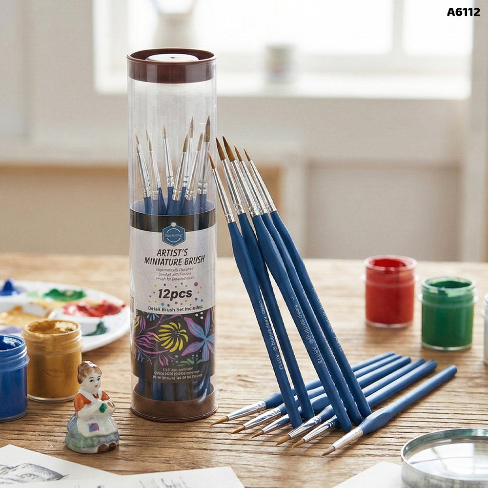 Gift To Love | Paint Brush Set Drum Box | Pcs : 12 Pc | Code : A6112