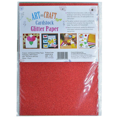Gift To Love | A4 Diamond Glitter Paper | Color : Multi Colour | Pcs : 10 Pcs | Code : ADGP10P-M