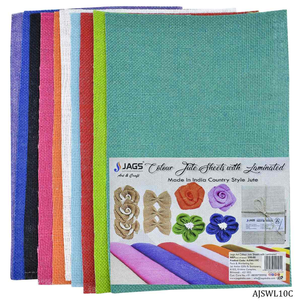 Gift To Love | A4 Jute Sheet | Color : Mix Colour | Pcs : 10 Sheet | Code : AJSWL10C