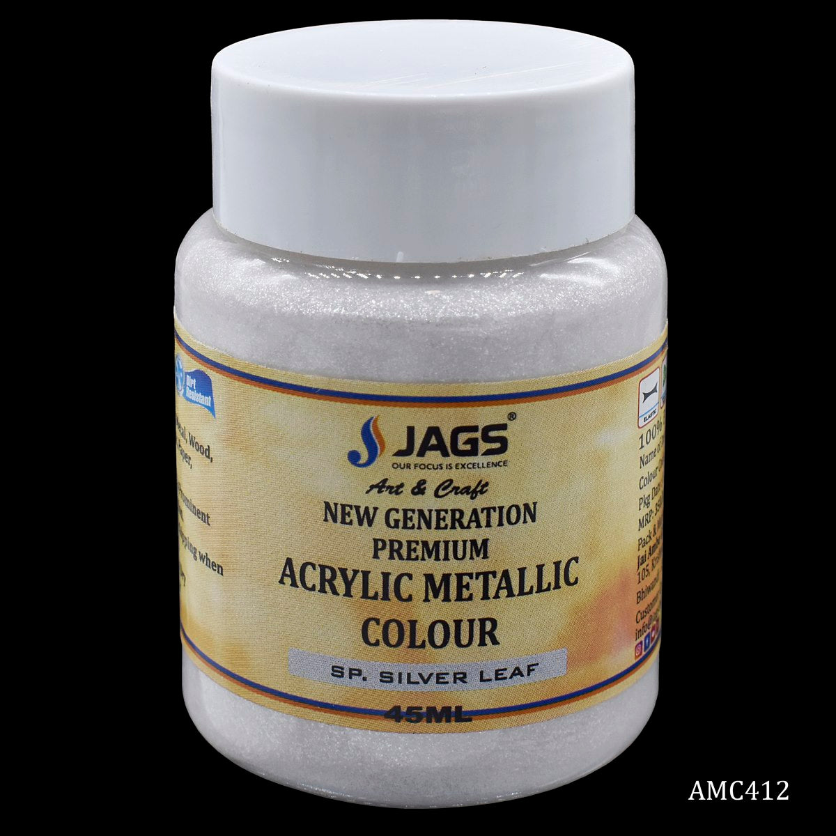 Gift To Love | Acrylic Metallic Colour | Color : Silver Leaf | Size : 45 Ml | Code : AMC412