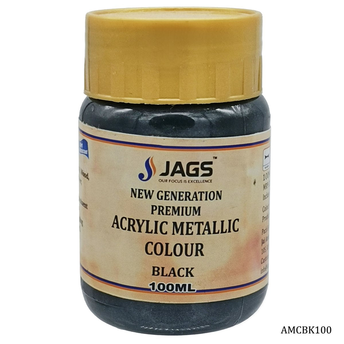 Gift To Love | Acrylic Metallic Colour | Color : Black | Size : 100 Ml | Code : AMCBK100