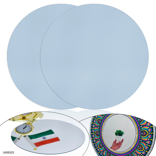 Gift To Love | Acrylic Mirrors Round | Color : Silver | Size : 5 Inch | Pcs : 2 Pcs | Code : AMRS03