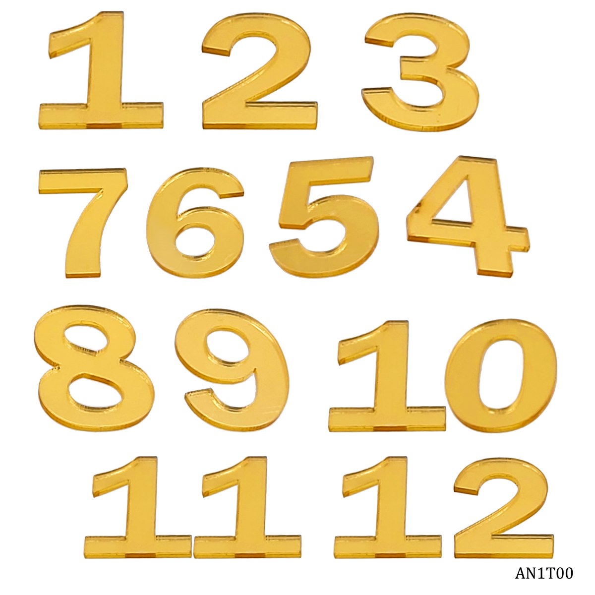 Gift To Love | Acrylic Numerical For Clock | Color : Gold | Pcs : 12 Pcs Set | Code : AN1T00