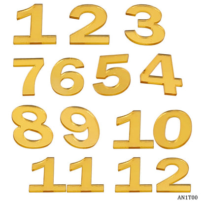 Gift To Love | Acrylic Numerical For Clock | Color : Gold | Pcs : 12 Pcs Set | Code : AN1T00