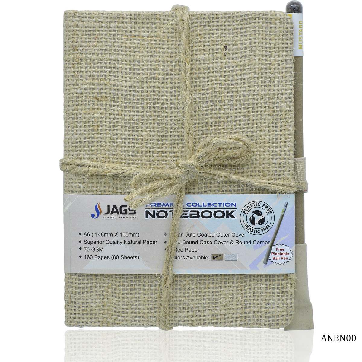 Gift To Love | Notebook Jute Cover | Color : Natural | Size : A6 | Pcs : 160 Pages | Code : ANBN00