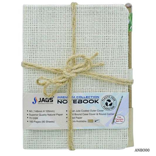 Gift To Love | Notebook Jute Cover | Color : Off White | Size : A6 | Pcs : 160 Pages | Code : ANBO00