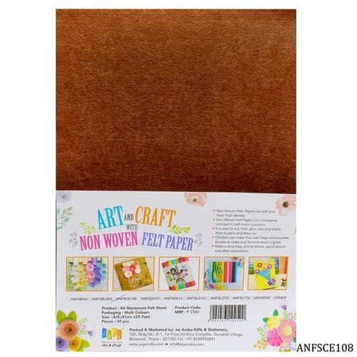 Gift To Love | A4 Nonwoven Felt 10 Sheet Light Brown 108 | Code : ANFSCE108