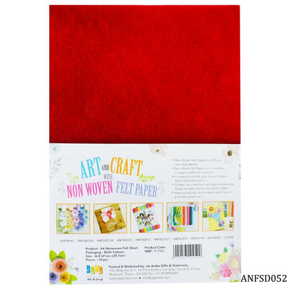 Gift To Love | Nonwoven Felt | Color : Dark Red | Size : A4 | Pcs : 10 Sheets | Code : ANFSD052